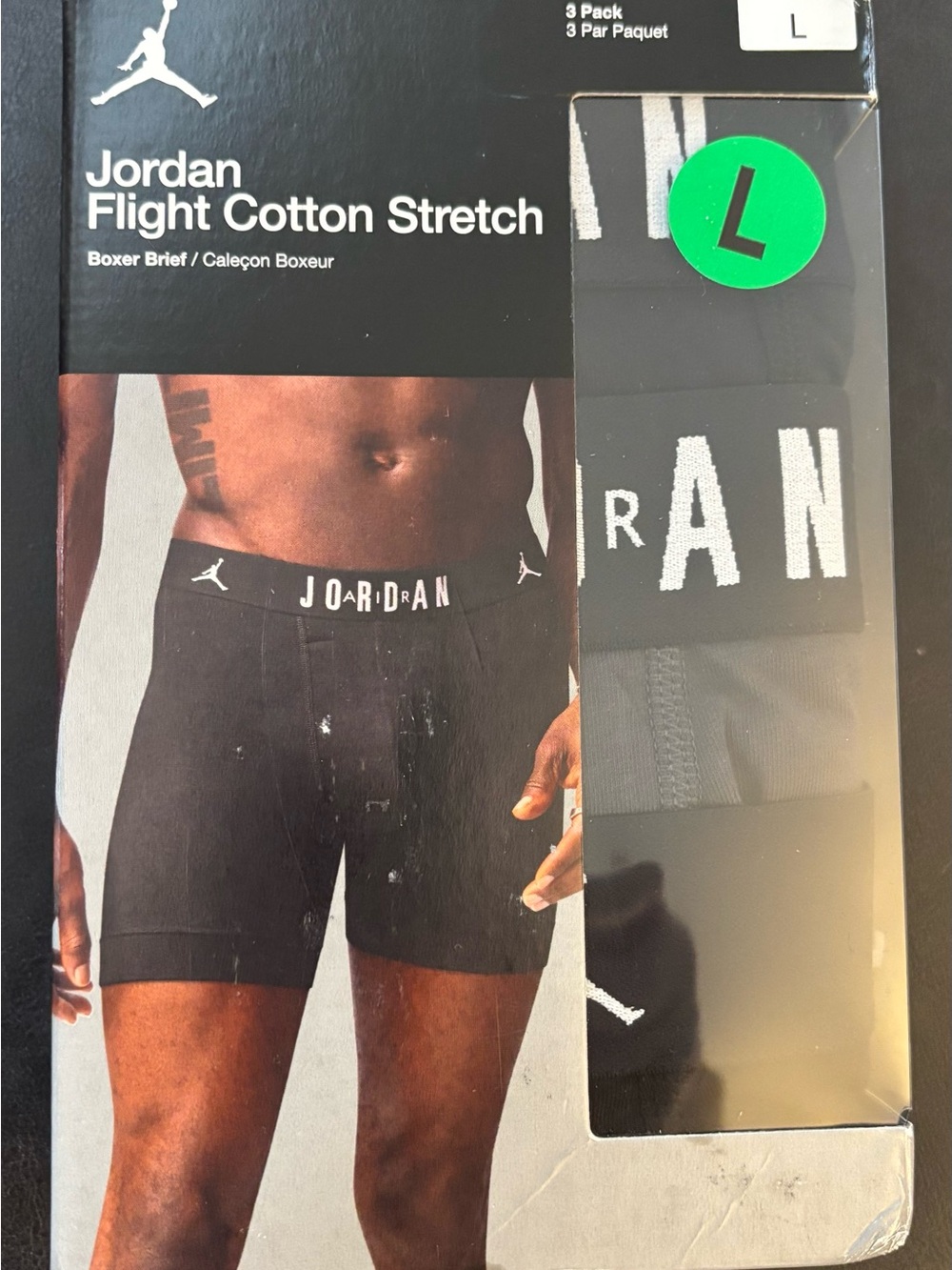 Jordan Flight Cotton Stretch Men's Black/Smoke Grey Boxer Briefs - Large